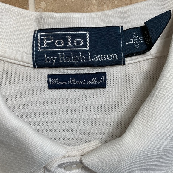 Polo Ralph Lauren Mens Custom Fit Mesh Polo Shirt in White Size Large - Picture 2 of 10